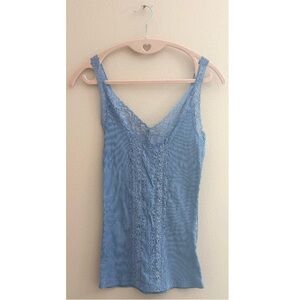 5/$15 MUST BUNDLE One Step Ahead Light Blue Lace Tank Top